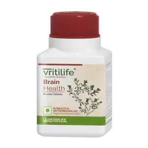 A bottle of vritilife Brain Health for brain health.